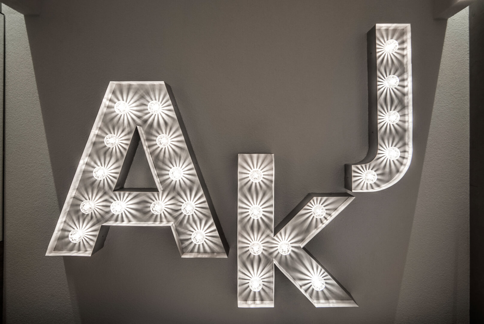 AKJ - letters for the wall with white bulbs